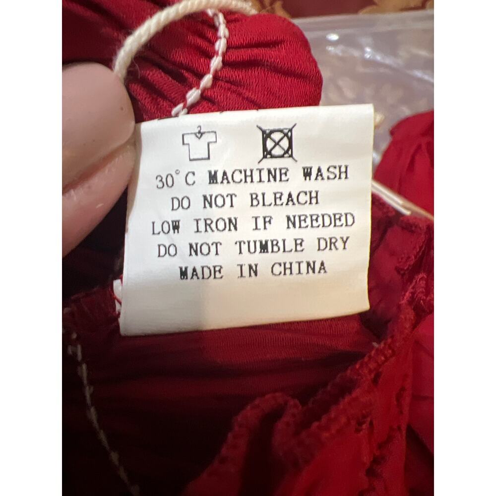 Dark Red Square Neck Ruffled Lantern Sleeve Cropped Top NWT Size XL - Picture 10 of 10